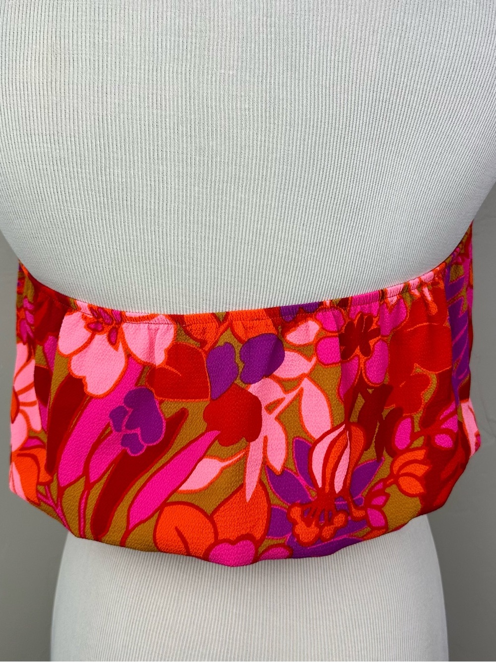 Show Me Your Mumu Teeny Tube Top M Floral Strapless Crop Pink Orange Purple USA - Picture 2 of 6